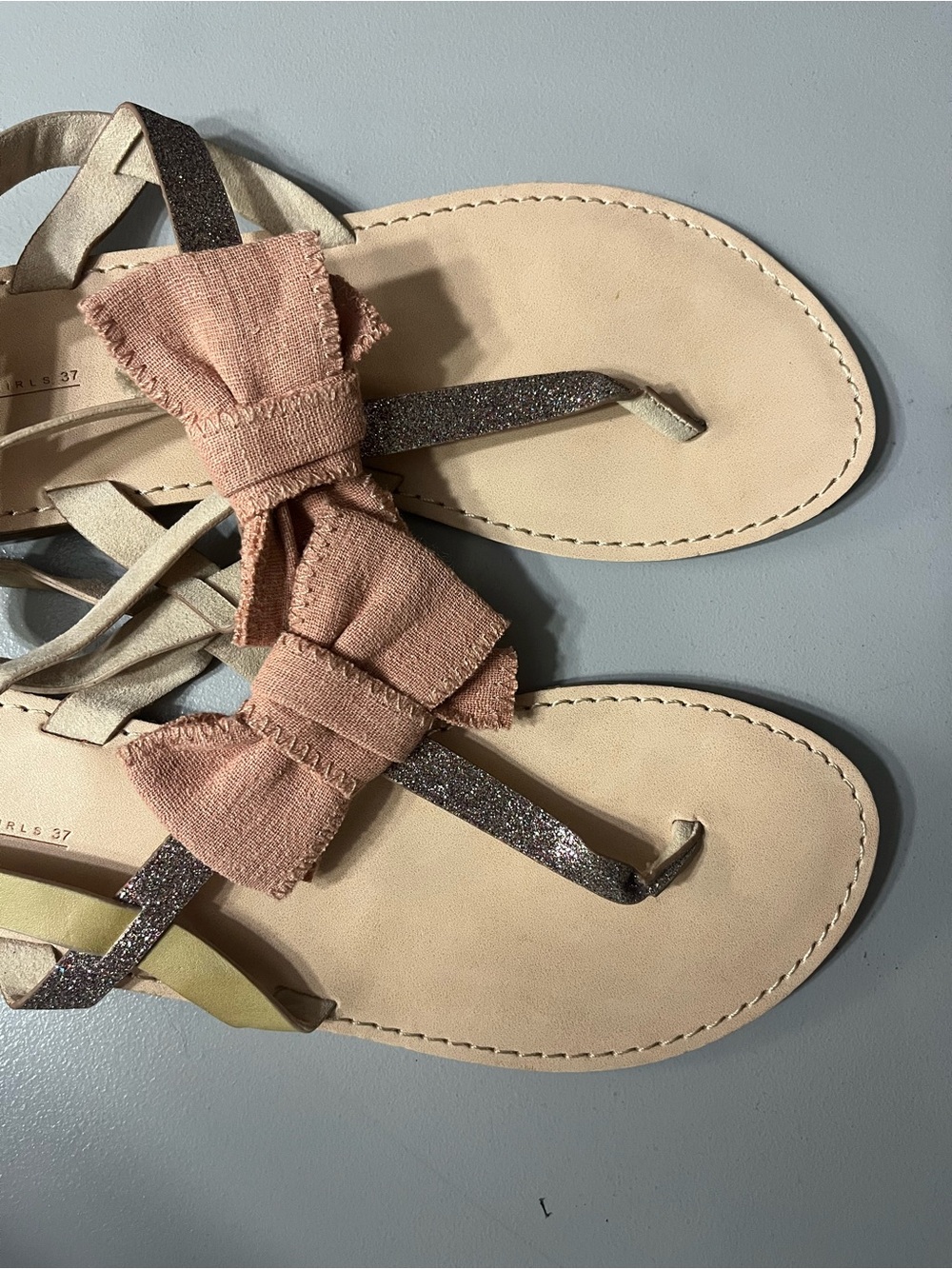 Bow-Accent Pink T-Strap Sandals for Women